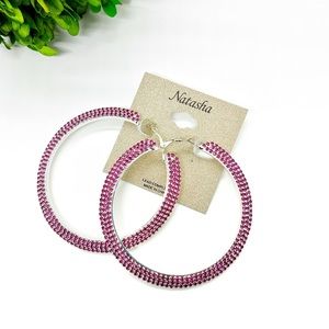 NATASHA Pink Studded Hoop Earrings